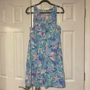 Lilly Pulitzer Blue and Pink Floral Midi Dress